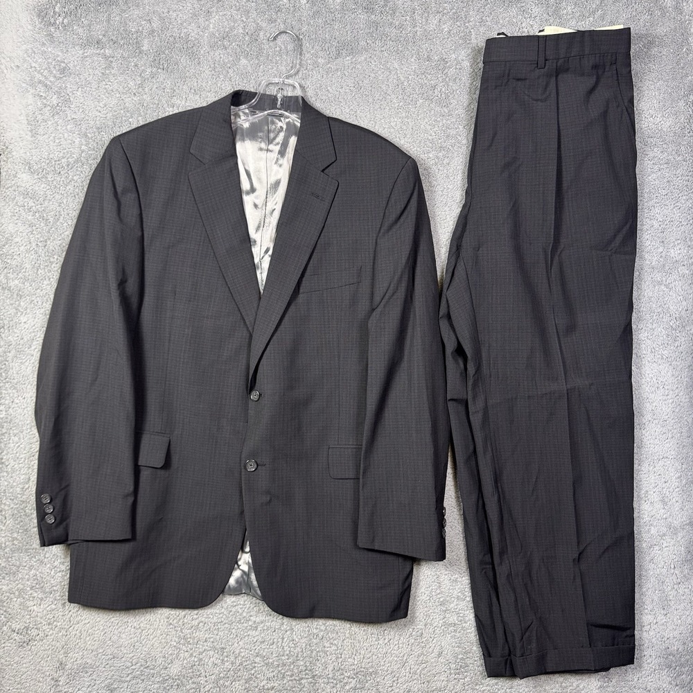 Jack Victor Suit Mens 44R & 38R 2 Piece Blazer Jacket Slacks Set Luxor CT Wool
